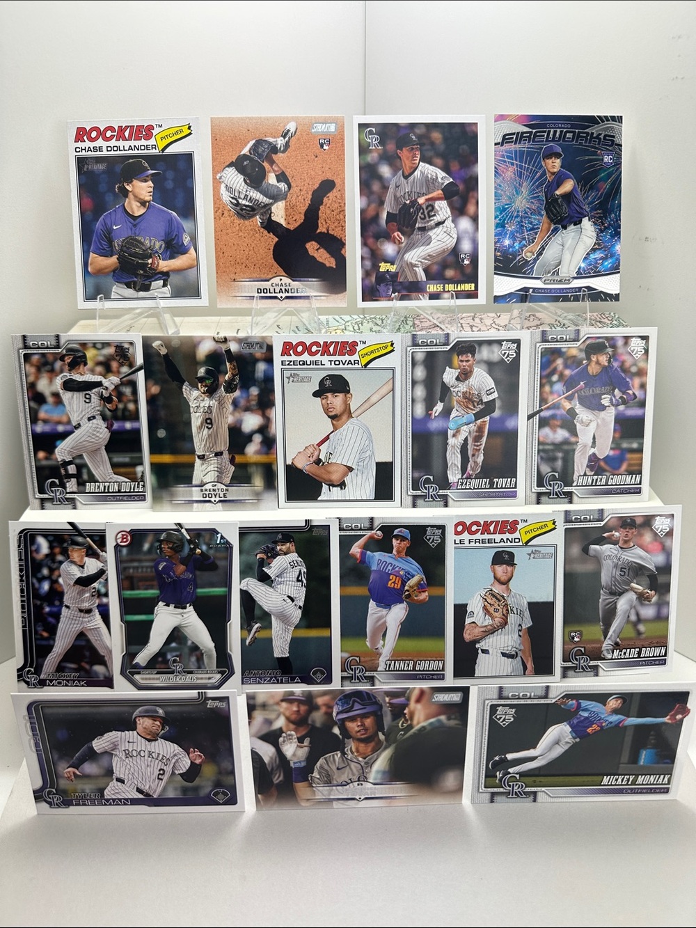 3 Chase Dollander rookies Rockies lot of 18 w/ Hunter Goodman/Ezequiel Tovar